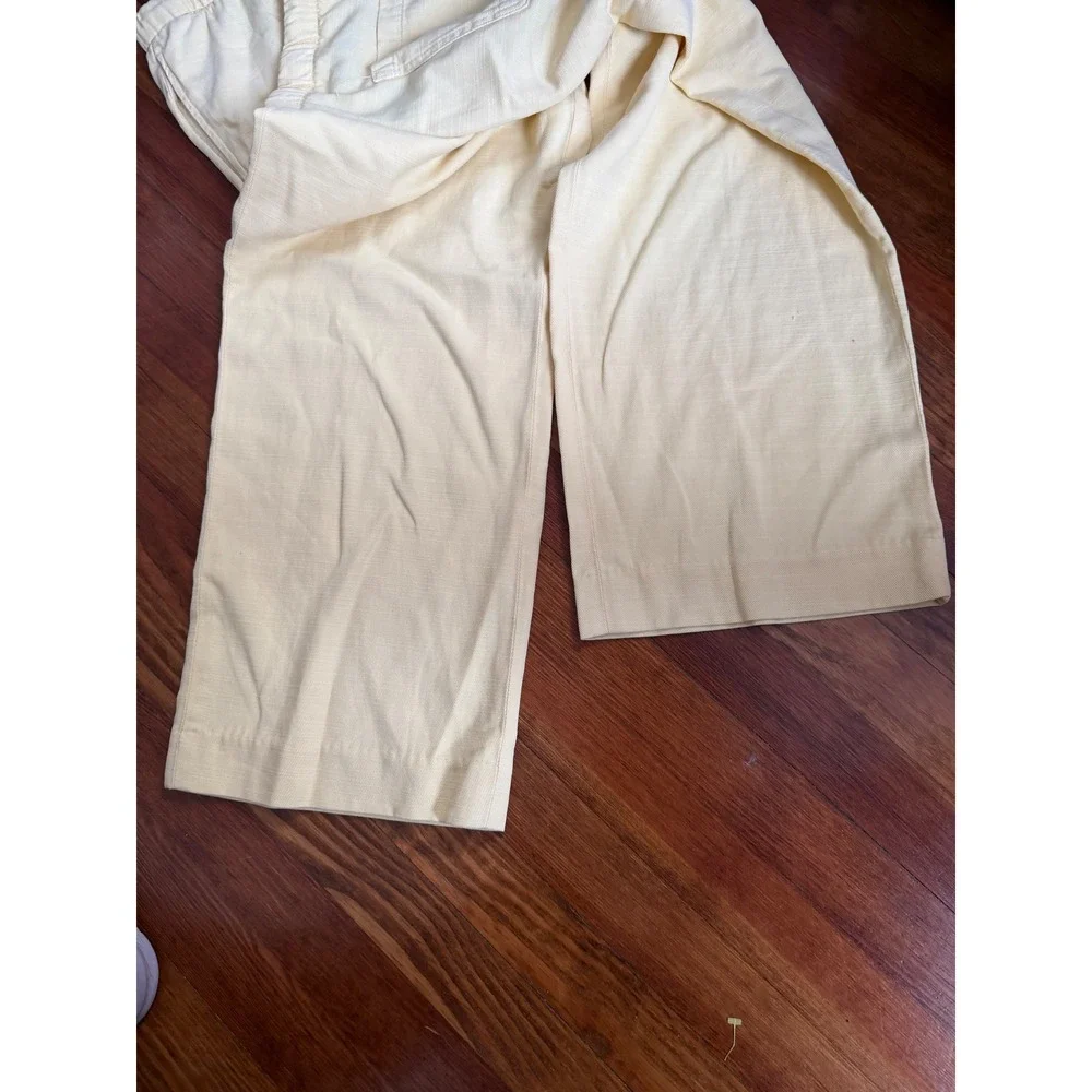 Zara Women XXL Yellow Linen Blend Elastic Waist Drawstring Relaxed Pants NWT